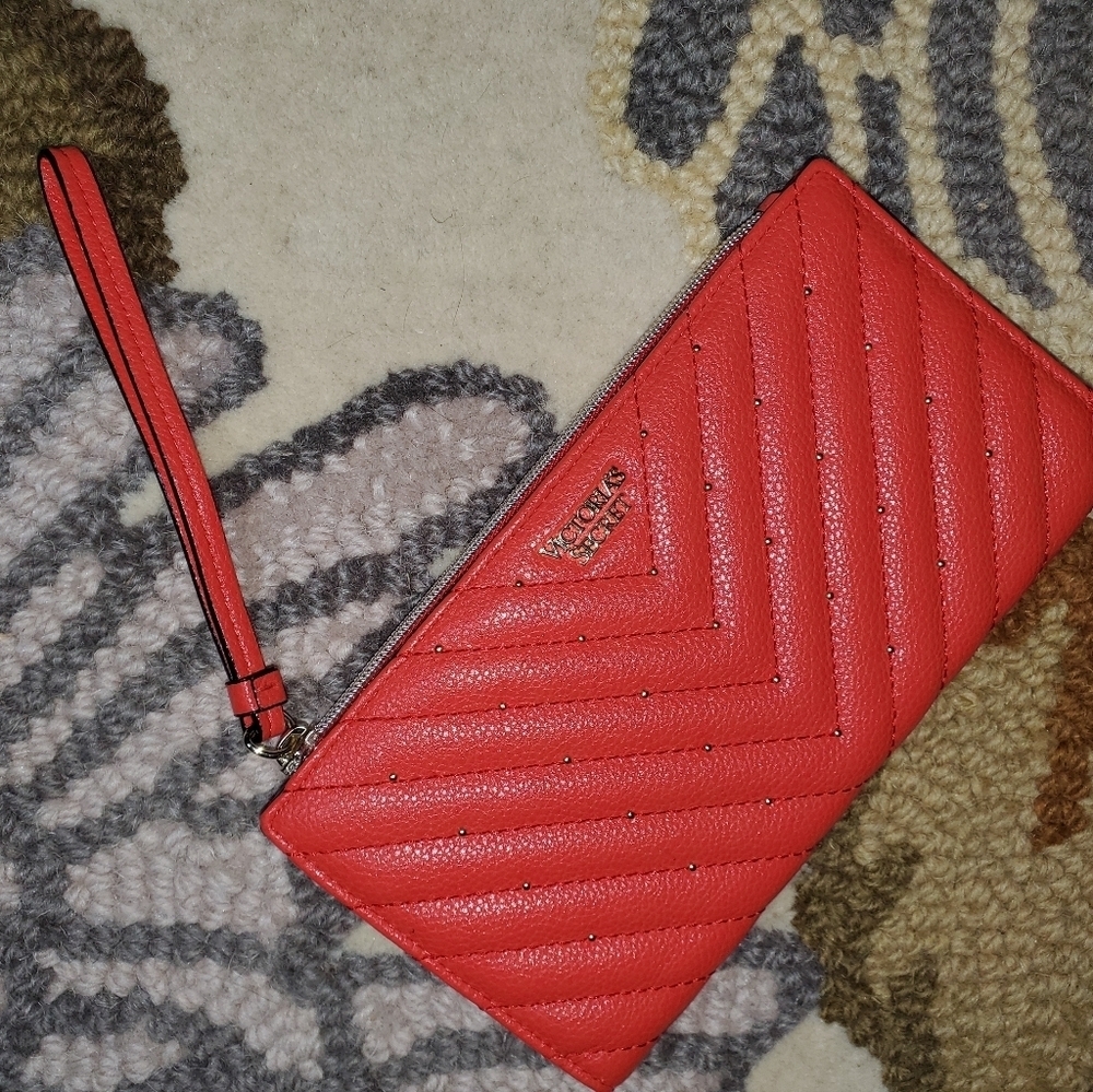 Victoria's Secret Red Quilted Wristlet Clutch